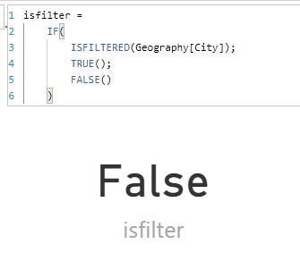 ISFILTERED function. Example of use