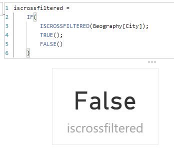 ISCROSSFILTERED function. Example of use