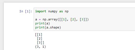 Numpy.ndarray.shape function. Example of use