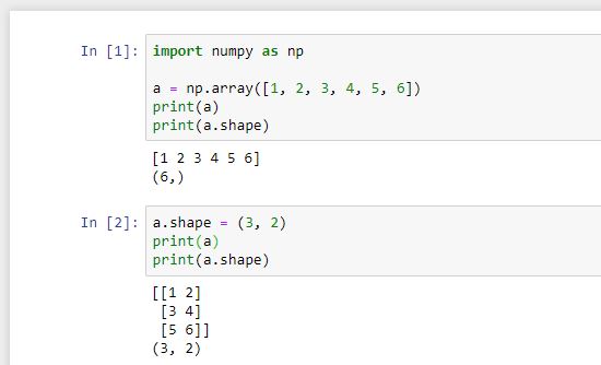 Numpy.ndarray.shape function. Example of use