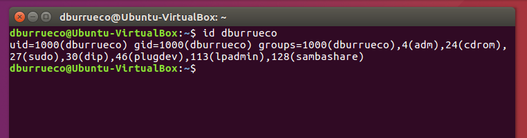 Comando ID. Ejemplo de uso