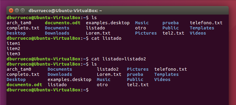 Comando >. Ejemplo de uso