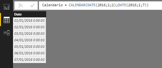 Función CALENDAR: Ejemplo de uso