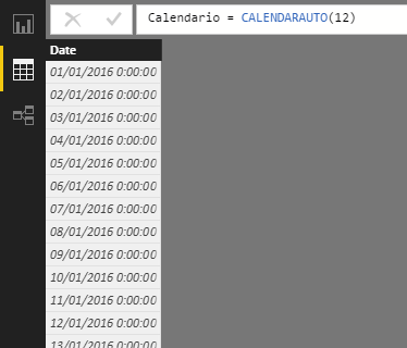 CALENDARAUTO function: Example of use