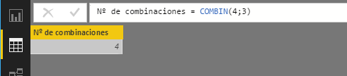 Función COMBIN. Ejemplo de uso