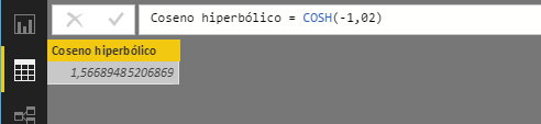 COSH function. Example of use