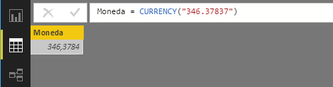 CURRENCY function. Example of use