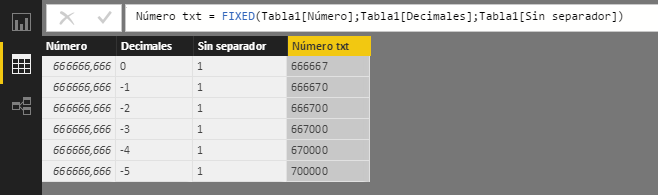 Función FIXED: Ejemplo de uso