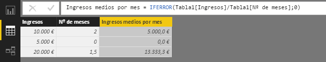 Función IFERROR: Ejemplo de uso