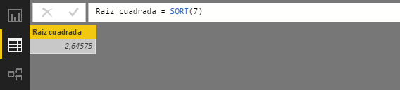 SQRT function. Example of use
