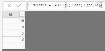 Muestra de 5 registros