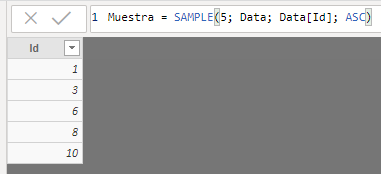 Muestra ordenada de forma ascendente