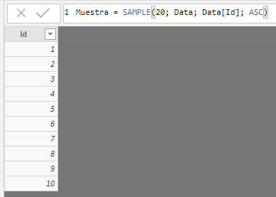 Muestra configurada para extraer más registros de los existentes