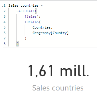 Calculation of the Sales measure in the new filter context