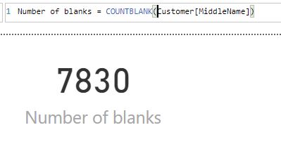 COUNTBLANK function. Example of use