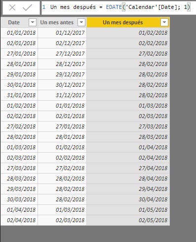 La función EDATE aplicada a diversas fechas