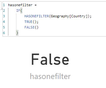 HASONEFILTER function. Example of use