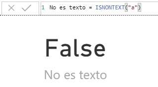 Función ISNONTEXT. Ejemplo de uso