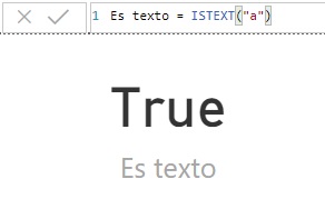 ISTEXT function. Example of use