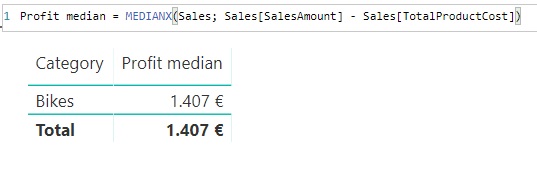 Función MEDIANX. Ejemplo de uso
