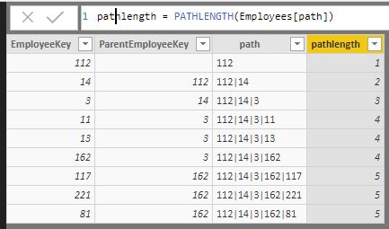 PATHLENGTH function. Example of use