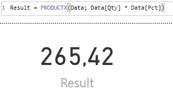 Función PRODUCTX. Ejemplo de uso