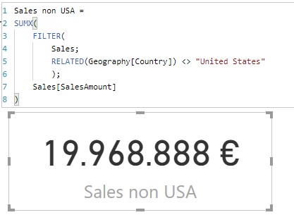 Total sales outside the United States