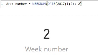 WEEKNUM function. Example of use