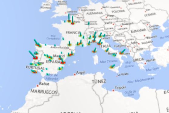 GlobeMap con intensidad de calor