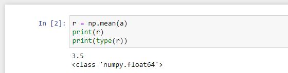 Np.mean function. Example of use