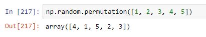 Función numpy.random.permutation. Ejemplo de uso