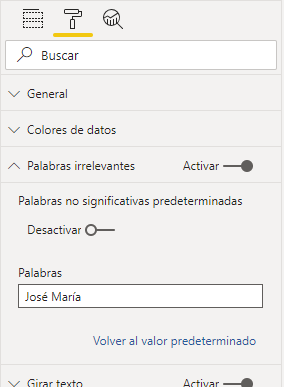 Configuración de Word Cloud