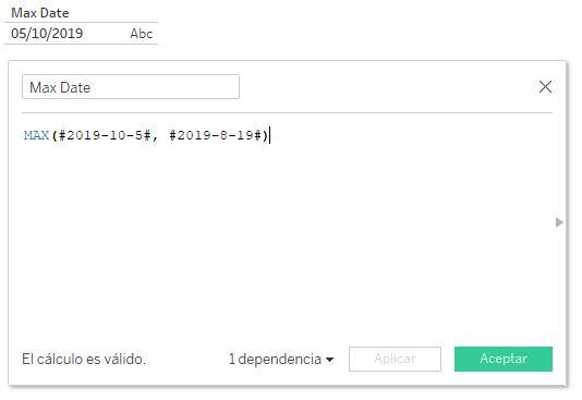 Función MAX aplicada a dos fechas