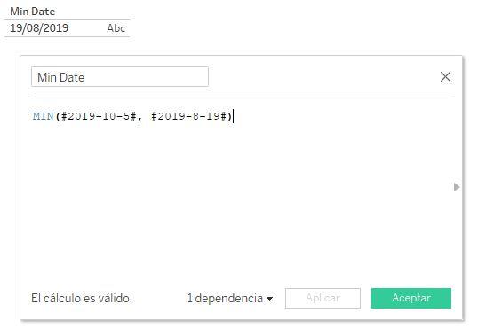Función MIN aplicada a dos fechas