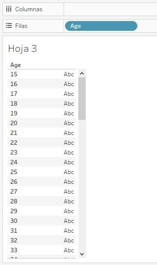 Campo Age con formato discreto