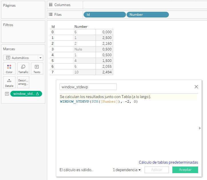 Función WINDOW_STDEVP