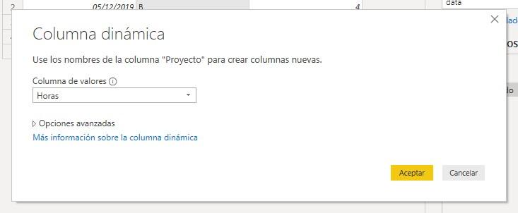 Configuración de la columna dinámica