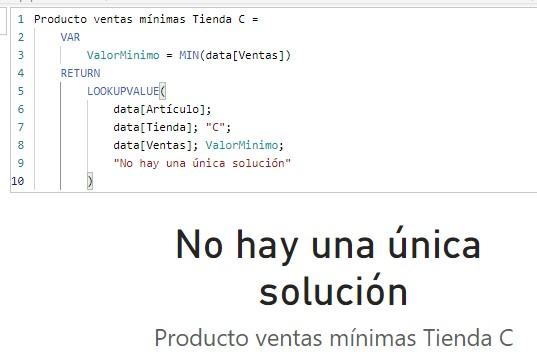 Producto de ventas mínimas para la tienda C