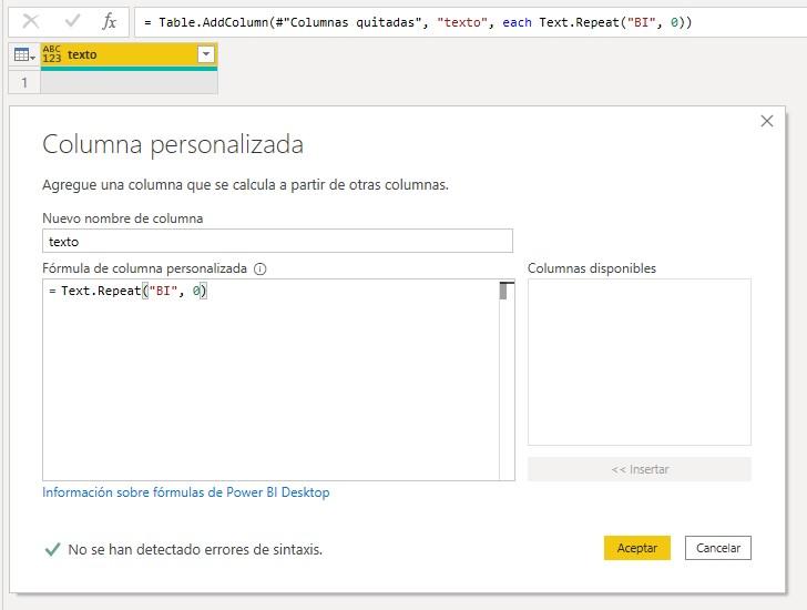 Función Text.Repeat con cero repeticiones