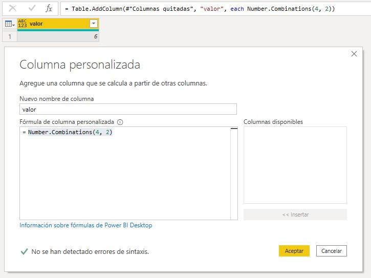 Función Number.Combinations