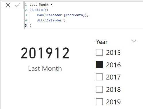 Maximum value of the field considering all the values of the Calendar table