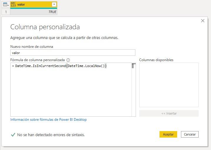 Función M DateTime.IsInCurrentSecond