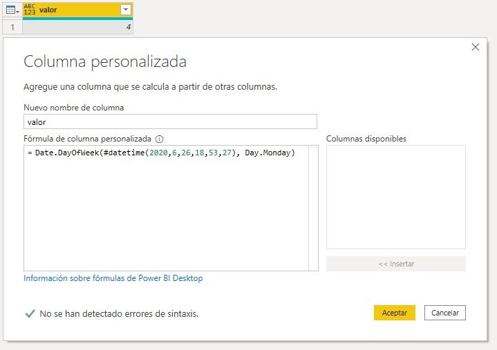 Función M Date.DayOfWeek