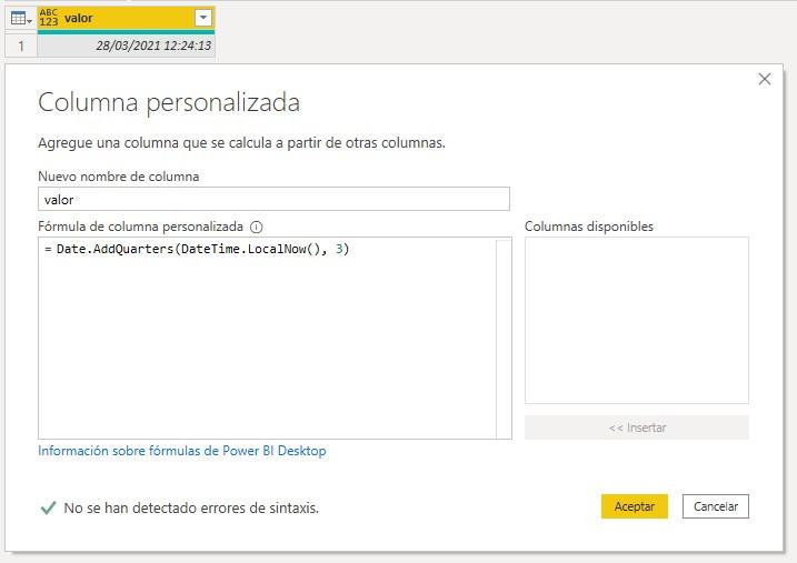 Función M Date.AddQuarters