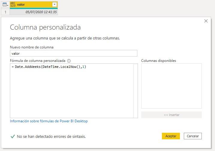 Función M Date.AddWeeks