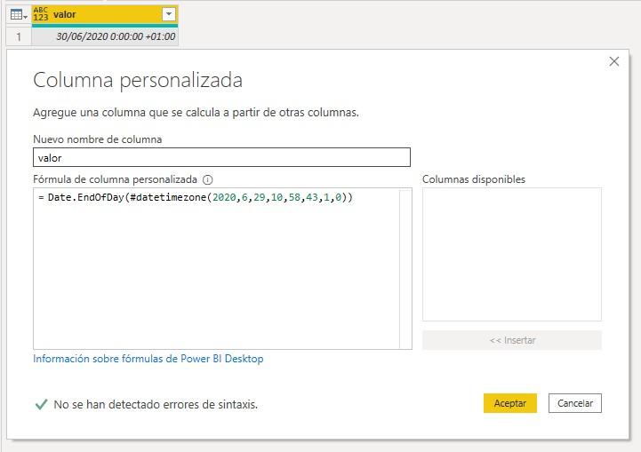Función M Date.EndOfDay