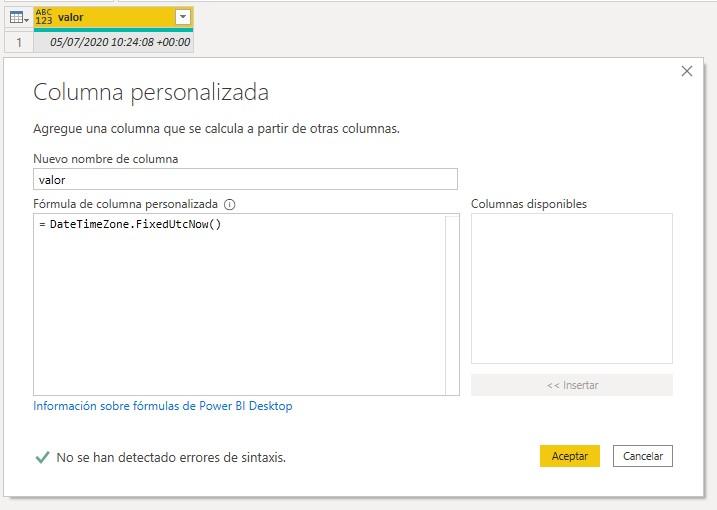 Función M DateTimeZone.FixedUtcNow