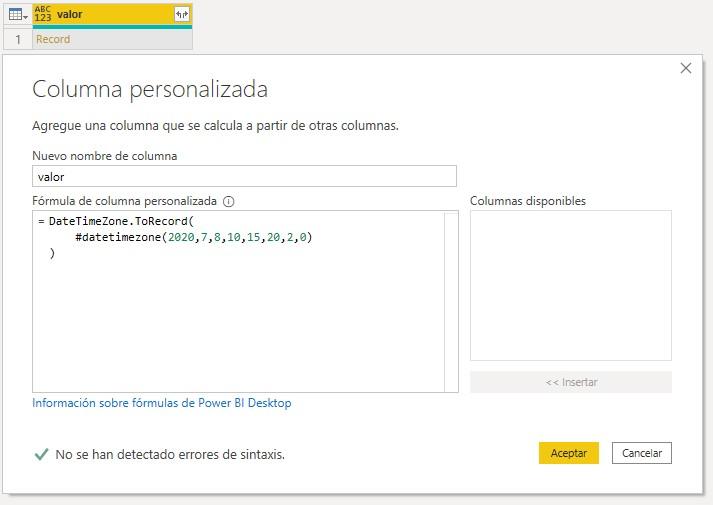 Función M DateTimeZone.ToRecord