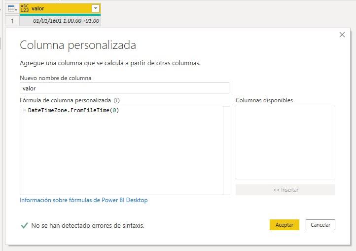 Función M DateTimeZone.FromFileTime