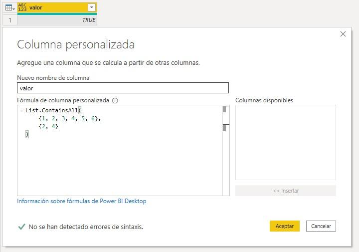 Función M List.ContainsAll